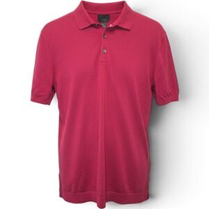 H&M Silk Blend Knit Polo Shirt Mens Medium Red Short Sleeve‎ Cotton Silk Luxe